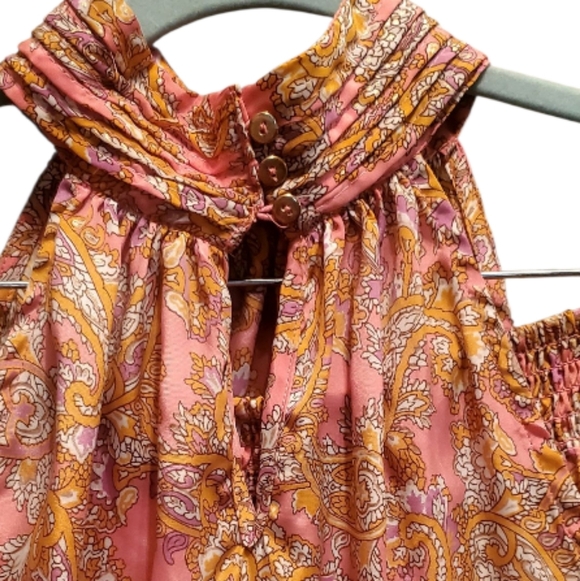 Chelsea & Theodore 2 Pc Boho Halter And Midi Skirt Pink & Gold Size Small - Picture 4 of 10